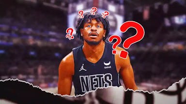 Nets' Cam Thomas with question marks above his head