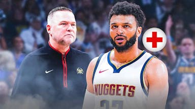 Nuggets' Jamal Murray with a first aid symbol, Michael Malone