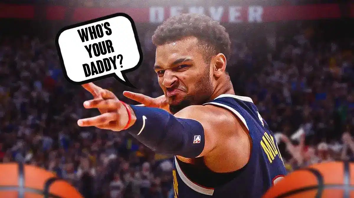 Jamal Murray doing his blue arrow celebration (if you can’t find it just do a photo of him happy), and a speech bubble with him saying “who’s your daddy?”