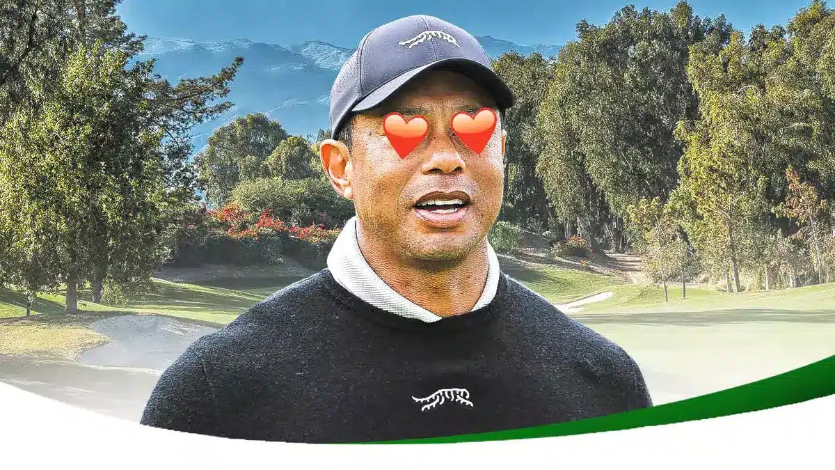 Tiger Woods with hearts in eyes