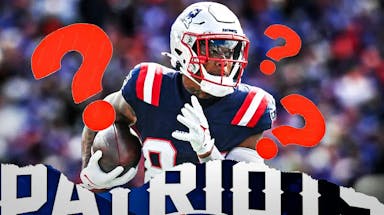 New England Patriots wide receiver Kendrick Bourne with question marks around him.
