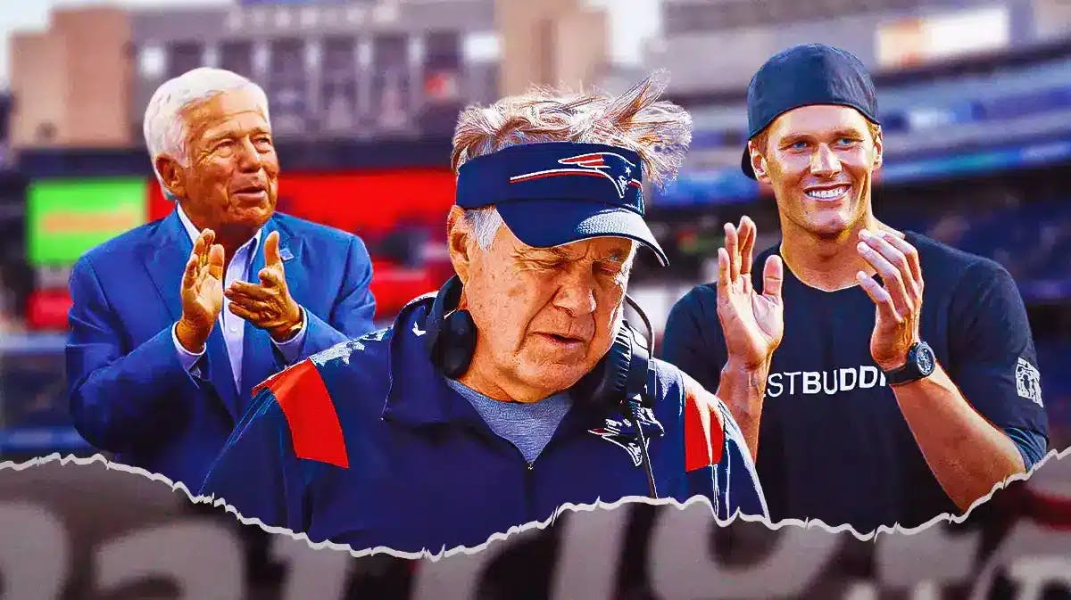 Patriots owner Robert Kraft and Bill Belichick after choosing Jerod Mayo as replacement