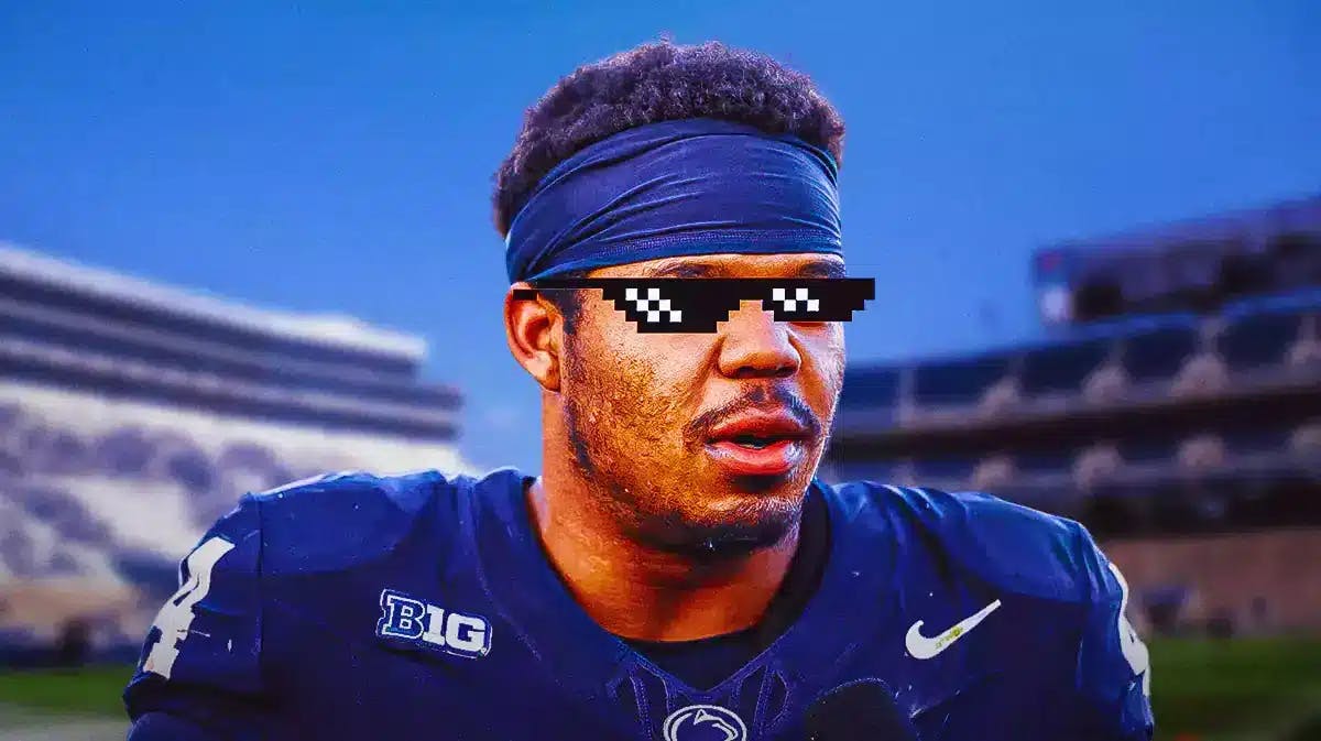 Chop Robinson (Penn State football) with deal with it shades