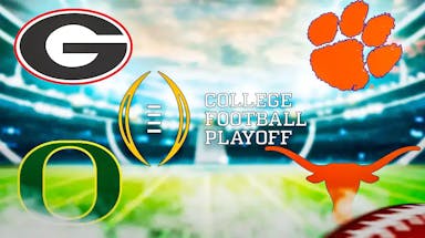 College football playoff teams, 5+7 format, with Georgia, Clemson, Oregon, Texas