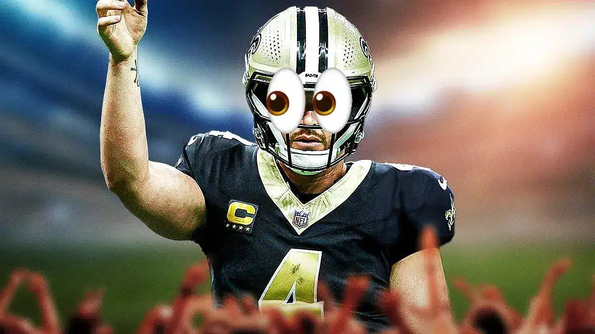 Saints' Derek Carr with eyes popping out.