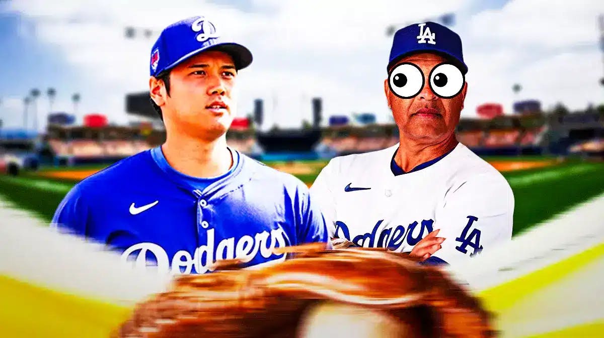 Shohei Ohtani in a Dodgers uniform. Dave Roberts with eyeball emojis