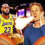 LeBron James and Skip Bayless breathing fire.