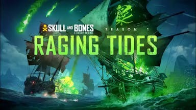 Skull and Bones Season 1 Raging Tides Key Visual Two Ships in green with green meteors