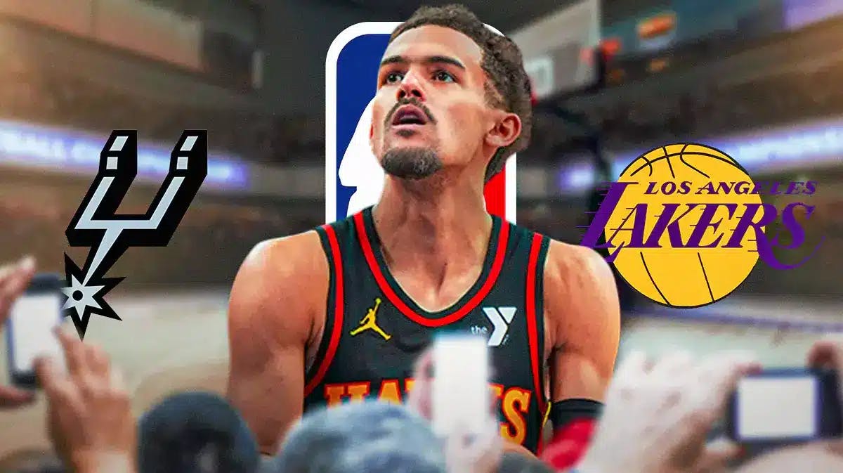 Hawks' Trae Young stands next to Spurs, Lakers logo amid trade rumors