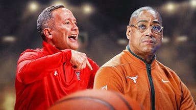 Texas Tech basketball coach Grant McCasland and Texas basketball coach Rodney Terry