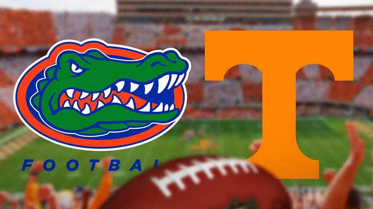 NIL, Florida football, Tennessee football, college football, NIL investigation, Florida and Tennessee logos with Tennessee football stadium in the background