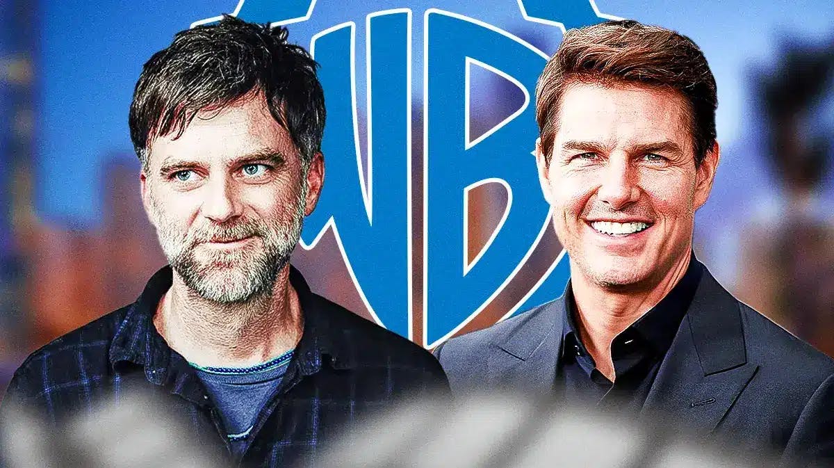 Paul Thomas Anderson and Tom Cruise with Warner Bros logo.