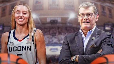 UConn women's basketball star Paige Bueckers, head coach Geno Auriemma