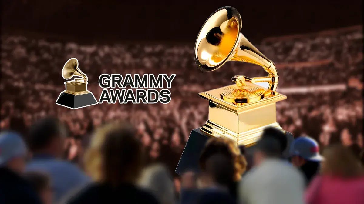 Grammys logo and trophy.