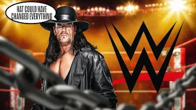 The Undertaker with a text bubble reading “That could have changed everything” with the WWE logo as the background.