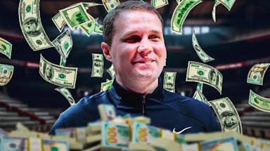 MCNeese State basketball coach Will Wade with lots of money swirling around him.