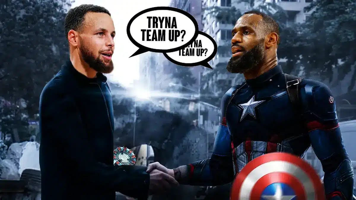 Lakers' LeBron James and Warriors' Steph Curry as Avengers.