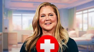 Amy Schumer with a medical cross.