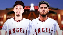 Blake Snell and Cody Bellinger wearing Angels jerseys at Angel Stadium of Anaheim