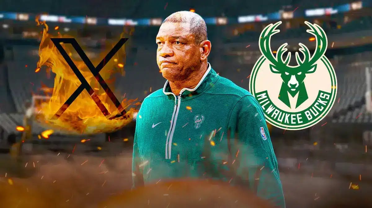 Bucks head coach Doc Rivers, X logo on fire