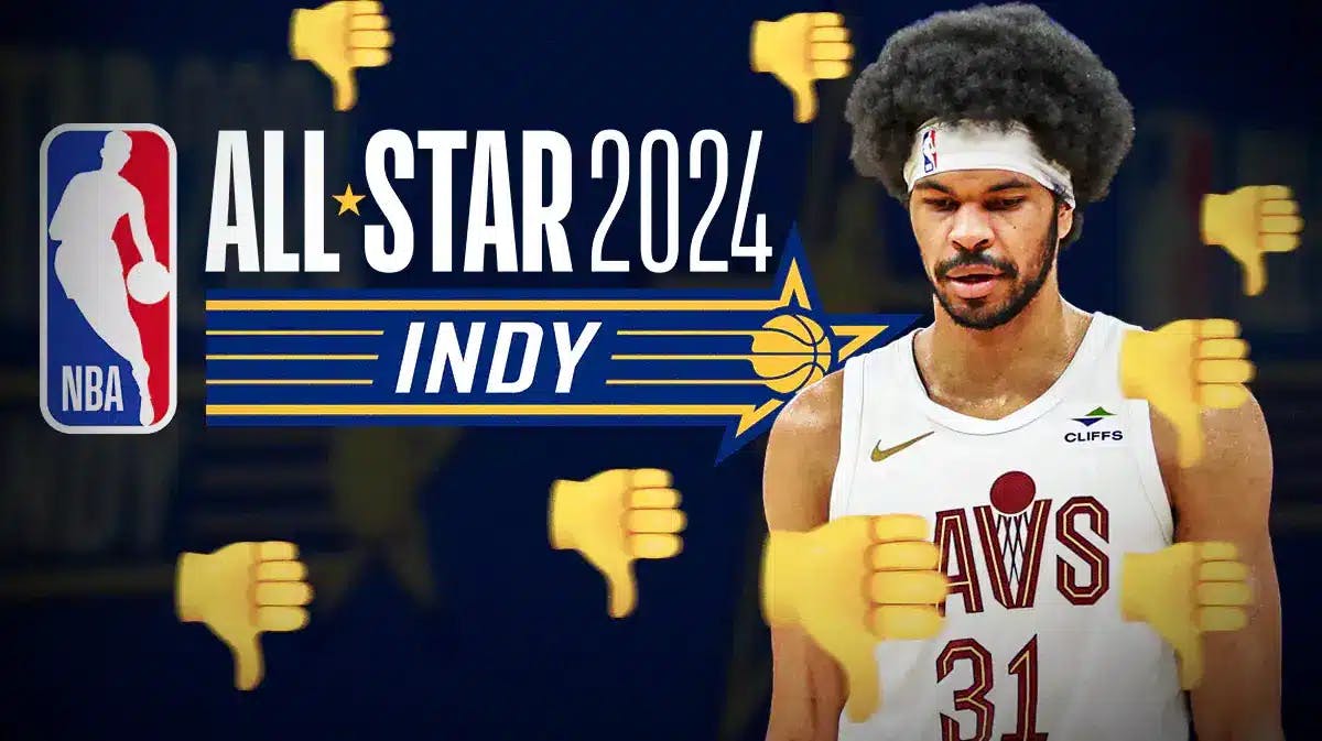 Jarrett Allen next to an NBA All-Star game logo and thumbs down emojis all over.