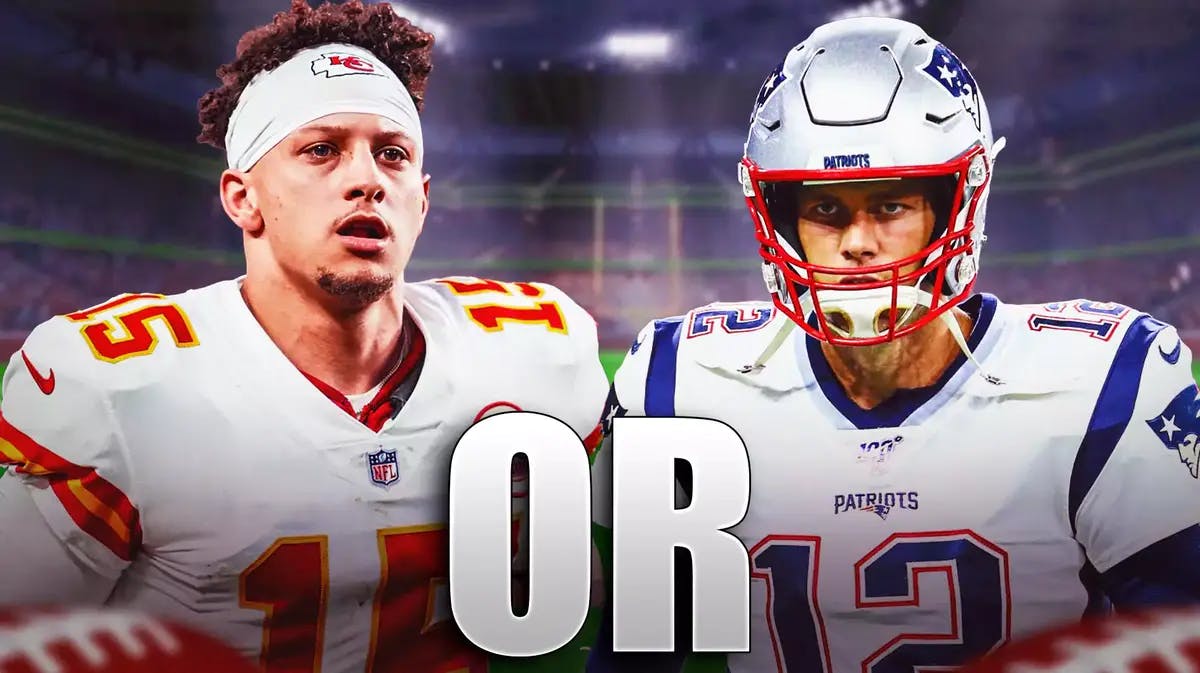 KC Chiefs' Patrick Mahomes and New England Patriots' Tom Brady and please put text graphic of the word “Or” in between the two images to signify it’s a debate between which of the two is better.