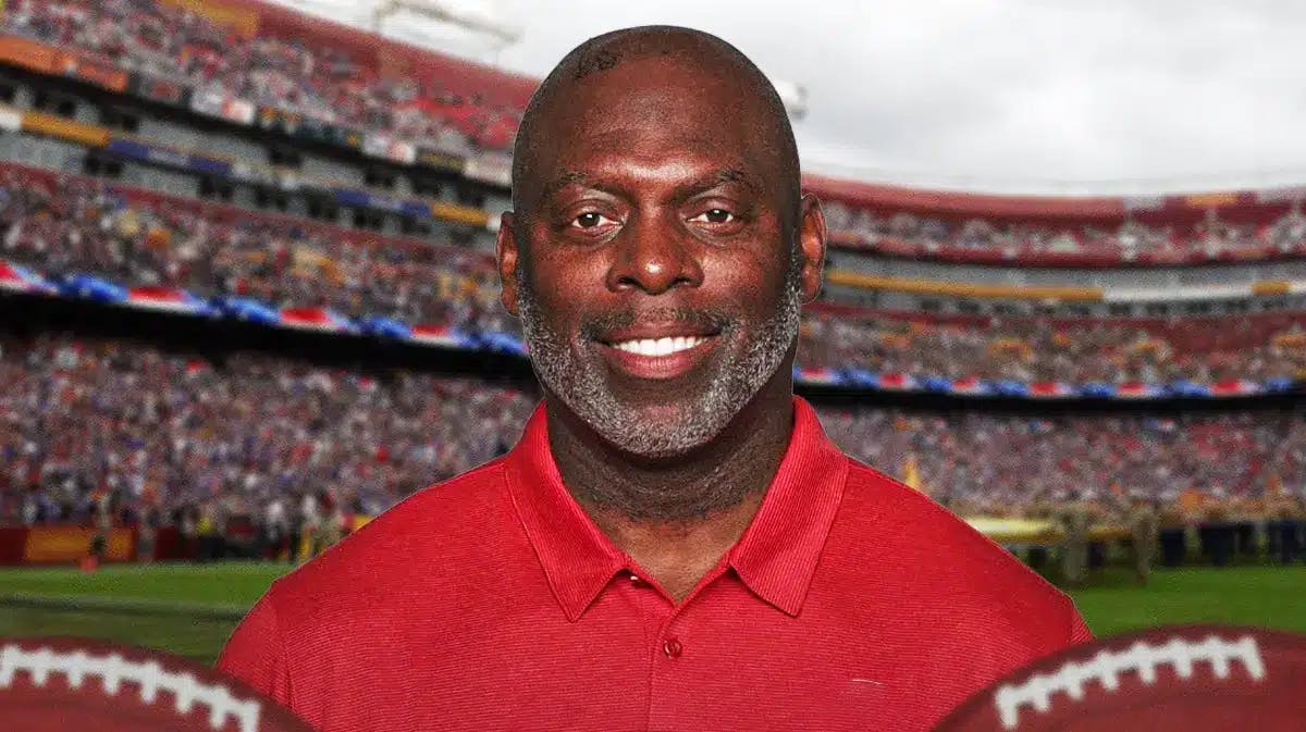 Commanders, Anthony Lynn, 49ers, Anthony Lynn Commanders, Dan Quinn, Anthony Lynn with Commanders stadium in the background