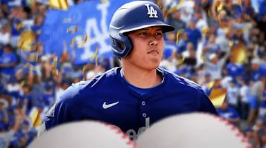 Shohei Ohtani in Dodgers uniform and have Dodger fans celebrating.