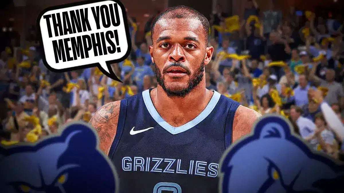 Xavier Tillman saying "Thank you Memphis." Memphis Grizzlies fans in the background
