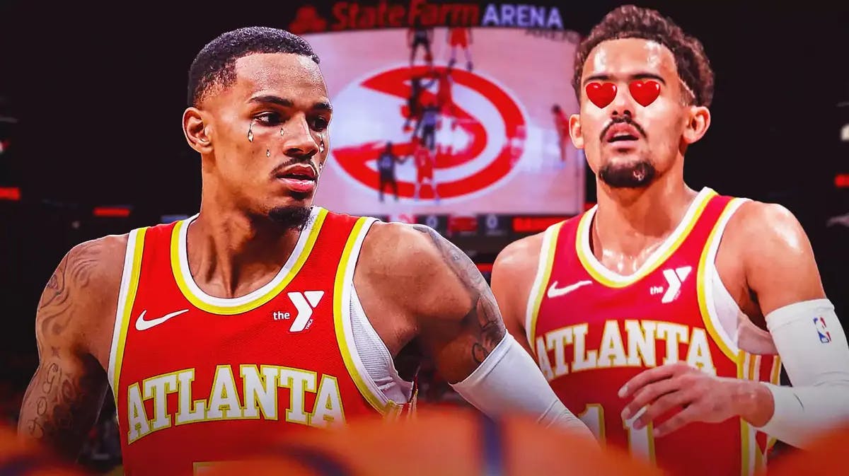 Hawks' Trae Young with heart eyes, Dejounte Murray with animated tears