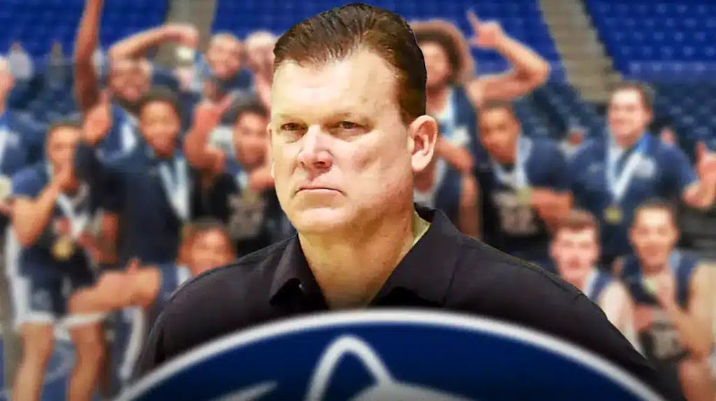 Illinois basketball coach Brad Underwood looking angry with Penn State celebrating.