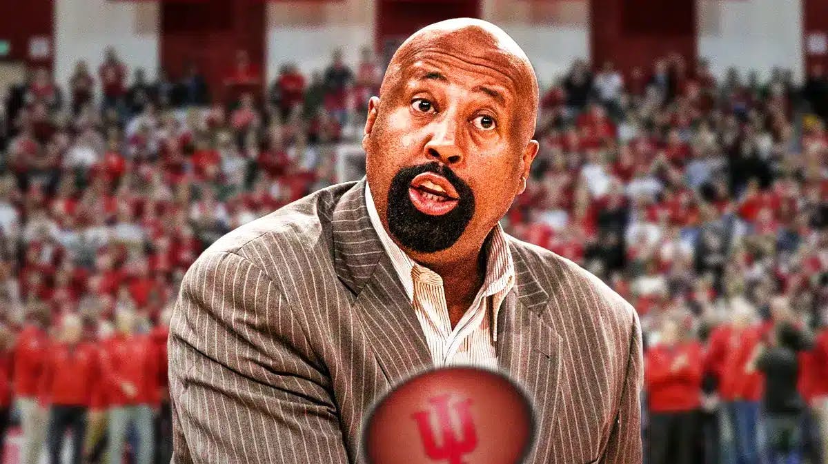Indiana basketball, Hoosiers, Mike Woodson, Nebraska basketball, Cornhuskers, Mike Woodson with Indiana basketball arena in the background