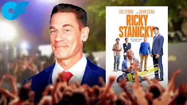 John Cena and OnlyFans logo with Ricky Stanicky poster.