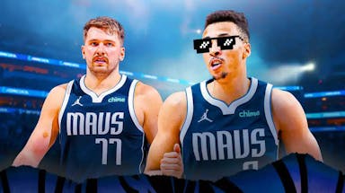 Dante Exum (Mavericks) with deal with it shades and with Luka Doncic