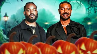 Ryan Coogler and Michael B Jordan with spooky background.