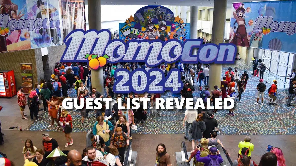 momocon 2024, momocon 2024 guests, momocon, hazbin hotel, momocon 2024 guest list, a picture of Momocon with the words Momocon 2024 guest list revealed on the foreground