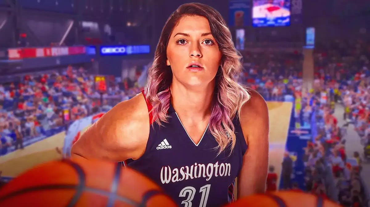 WNBA player Stefanie Dolson in a Washington Mystics jersey