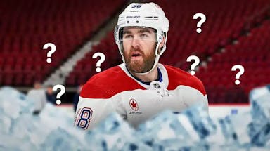 Canadiens player David Savard with question marks swirling.