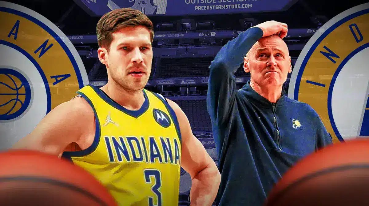 Pacers coach looking at Doug McDermott.