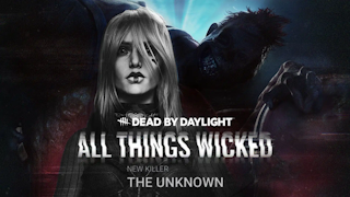 unknown dbd, unknown perks dbd, the unknown, dbd new killer, dbd, key art for the all things wicked chapter of dbd focusing on the new killer the unknown