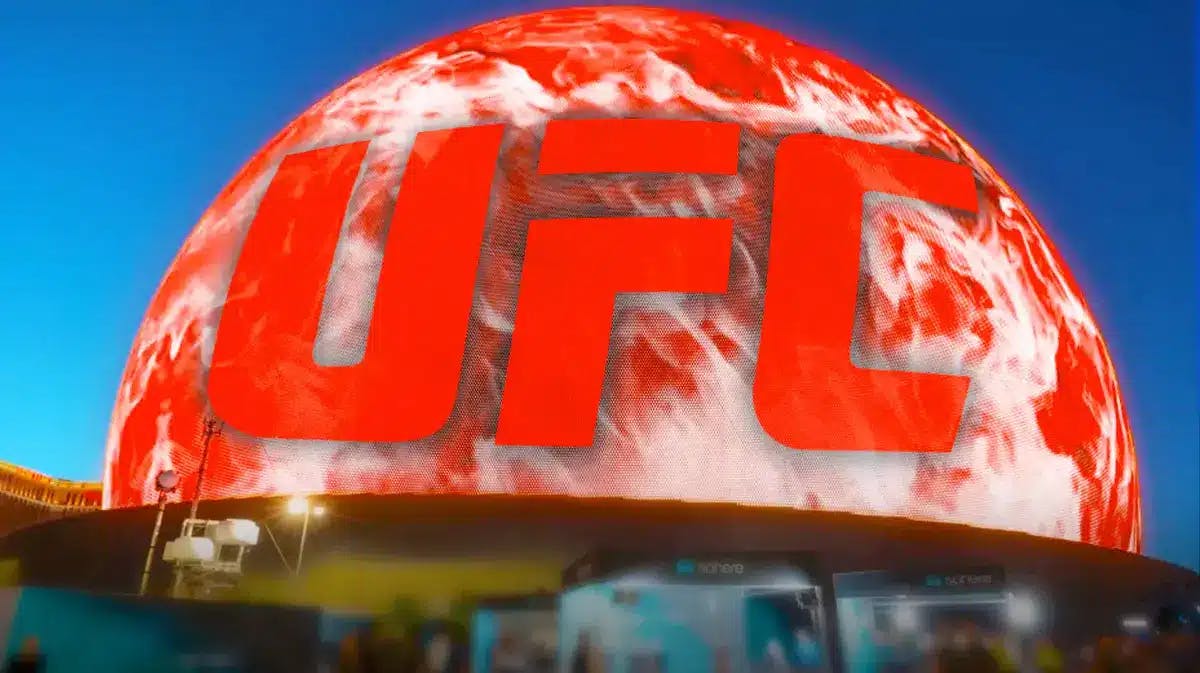The Sphere in Las Vegas reflecting entirely the UFC logo