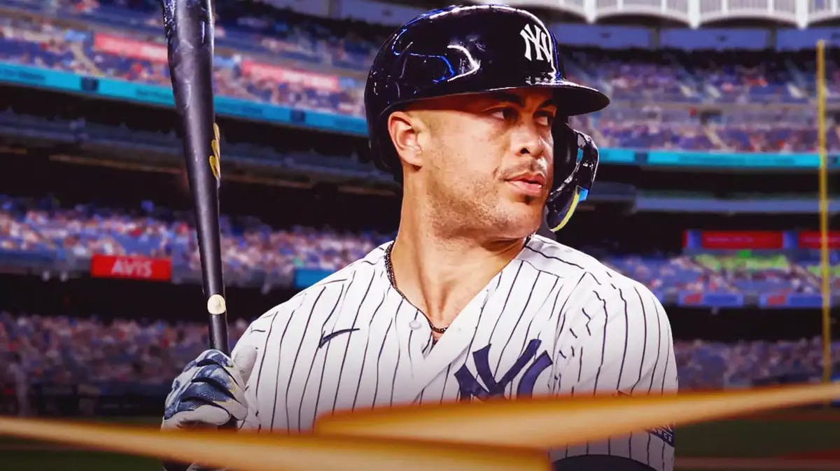 Giancarlo Stanton with baseball bat, New York Yankees