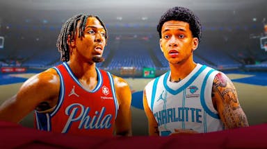 76ers' Tyrese Maxey and Hornets' Tre Mann