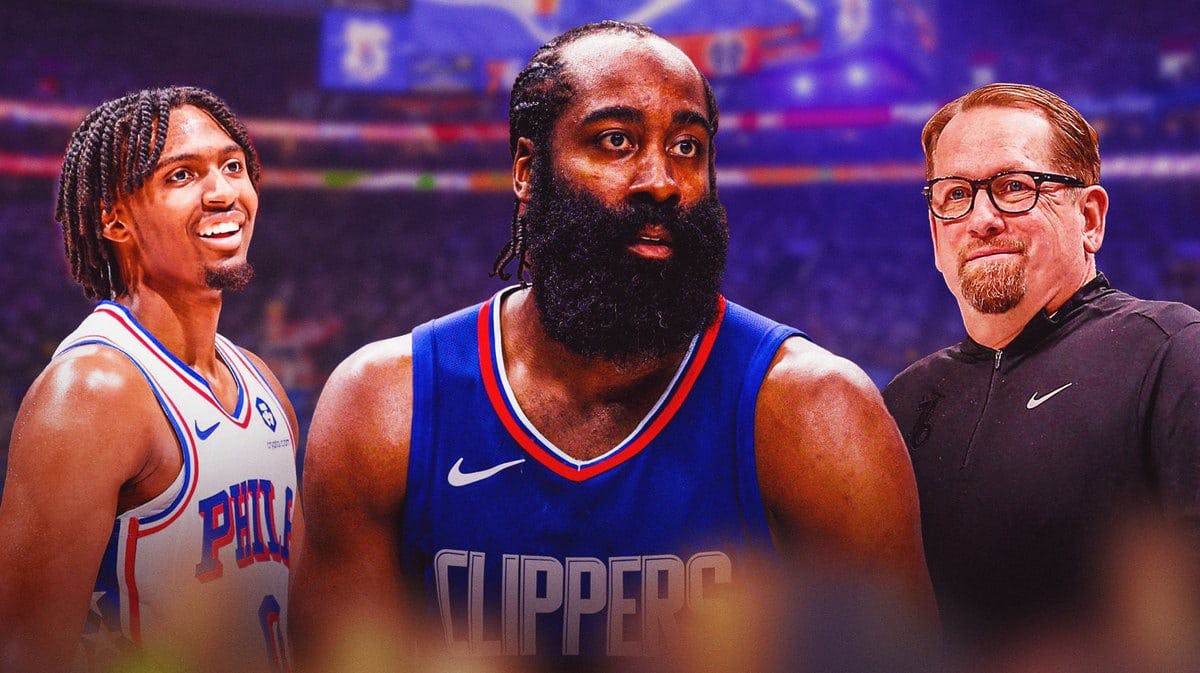 76ers' Tyrese Maxey and Nick Nurse and Clippers' James Harden
