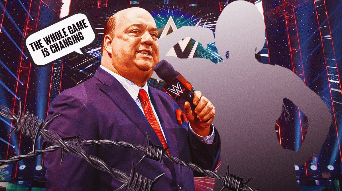 Paul Heyman with a text bubble reading “The whole game is changing” next to the blacked-out silhouette of Jade Cargill with the WWE logo as the background.