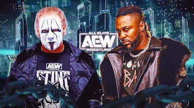 Sting and Swerve Strickland with the 2024 AEW Revolution logo as the background.