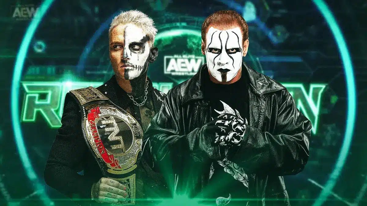 Sting and Darby Allin with the 2024 AEW Revolution logo as the background.