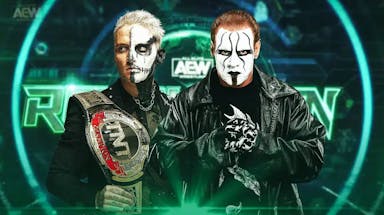 Sting and Darby Allin with the 2024 AEW Revolution logo as the background.