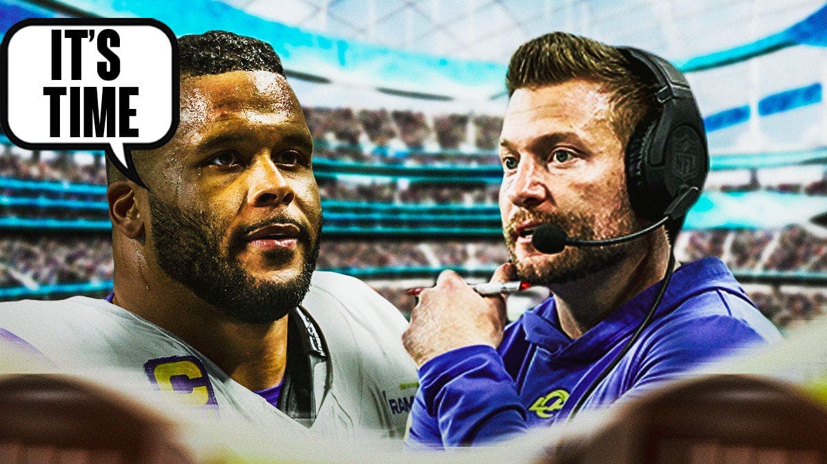 Aaron Donald saying "It's time" to Sean McVay (Los Angeles Rams)