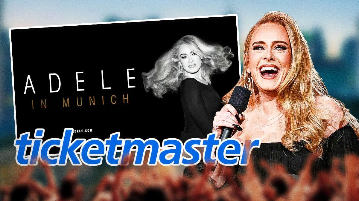 Adele and Munich tour poster with Ticketmaster logo.